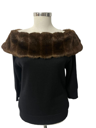 Premium - Pulover amestec lana cu guler din blana naturala                  M