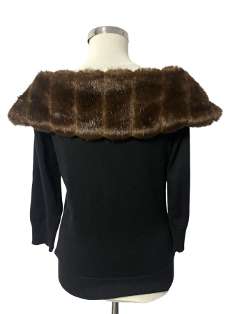 Pulover amestec lana cu guler din blana naturala                  M [1]