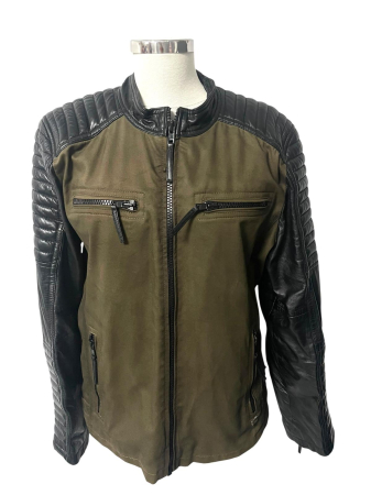 Geci - Geaca piele naturala si bumbac                     M