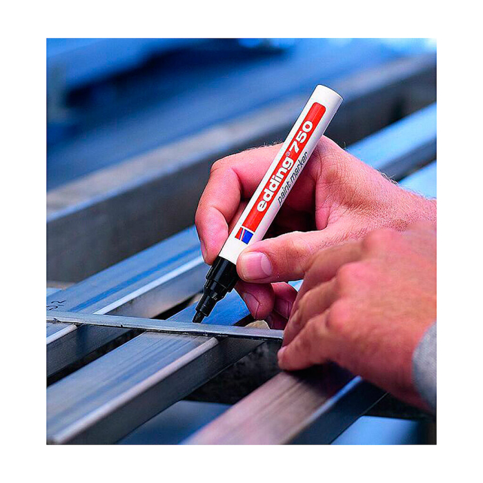 Marker cu vopsea neagra Edding 750, varf 2-4 mm, corp metalic [2]