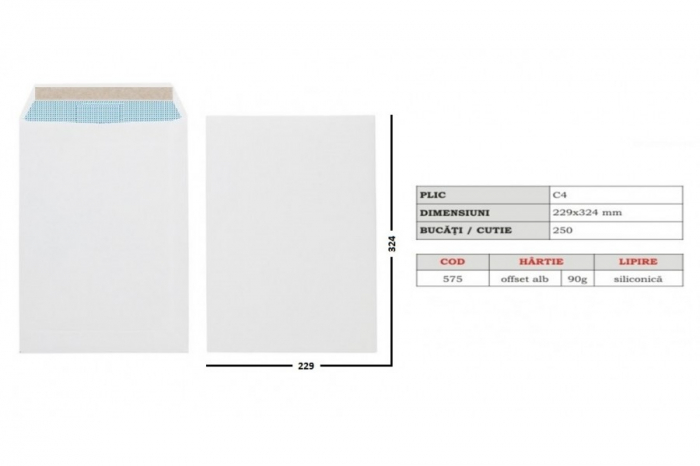 Plic C4 alb siliconic, 229 x 324mm, 250buc/cutie [1]