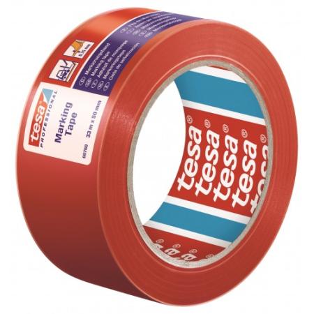 Banda marcare pardoseli 50 mm - Banda adeziva marcare 50 mm x 33m, rosu, Tesa 60760