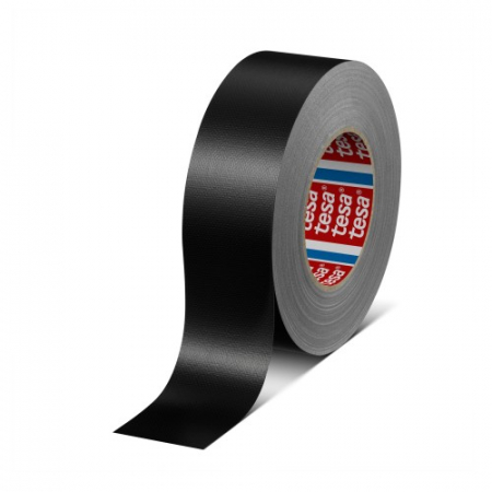 Banda adeziva cu insertie - Banda adeziva textila neagra, 25m x 50mm, Tesa 4688