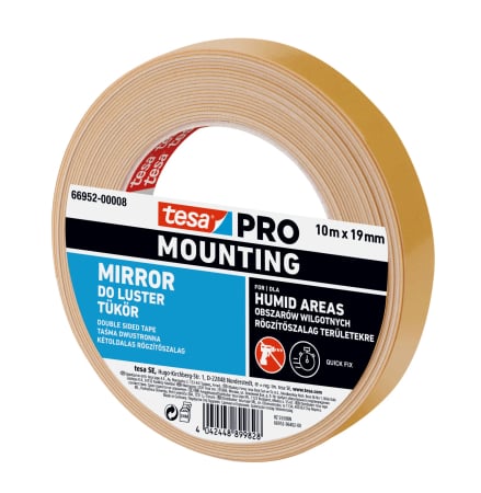 Banda dublu adeziva buretata - Banda dublu adeziva buretata 19mm 10m pentru lipit oglinzi sau orice altceva Tesa 66952