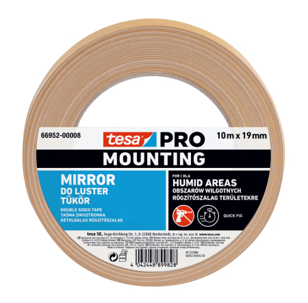 Banda dublu adeziva buretata 19mm 10m pentru lipit oglinzi sau orice altceva Tesa 66952 [1]