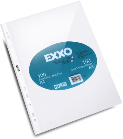 Papetarie - File de protectie A4, 40 microni, 100/set, Exxo