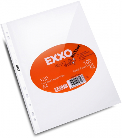 Papetarie - File de protectie A4 Cristal, 50 microni, 100/set, Exxo