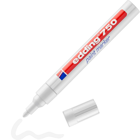 Markere - Marker cu vopsea alba Edding 750, varf 2-4 mm, corp metalic