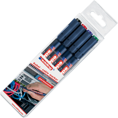 Papetarie - Marker permanent 0,3mm pentru cabluri 4/set, Edding 8407
