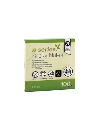 Postit si indecsi - Post it galben A series 75 x 75 mm, 100 file