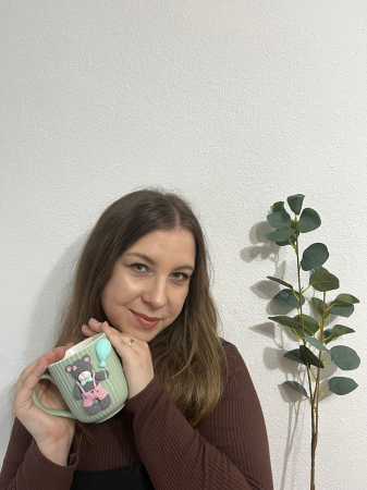 Cană decorată cu ursuleț gri [2]