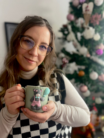 Cană decorată cu ursuleț gri [1]