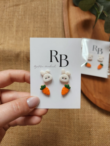 Soft Romance - Cercei Bunny & Carrot | Stud handmade