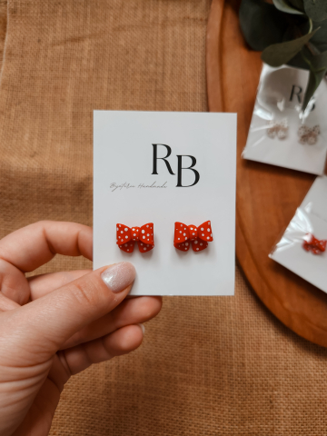 Soft Romance - Cercei Dotted Bows | Stud handmade