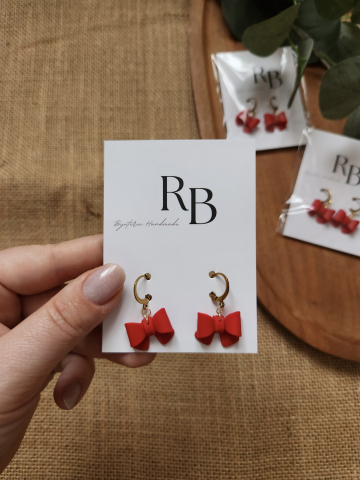 Soft Romance - Cercei Red Ribbon | Leverback handmade