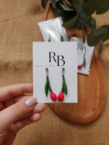 Soft Romance - Cercei Red Tulips | Handmade atarnatori