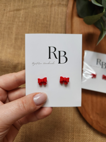 Soft Romance - Cercei Striped Bows | Stud handmade