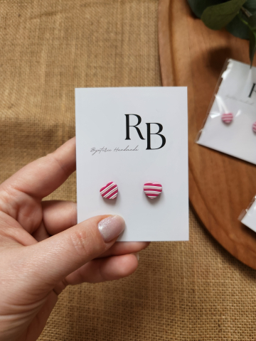 Soft Romance - Cercei Striped Hearts | Stud handmade