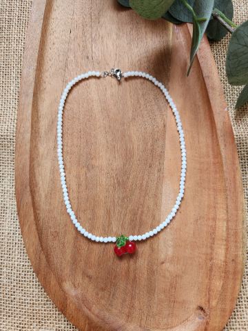 Soft Romance - Colier Red Cherries | Choker handmade
