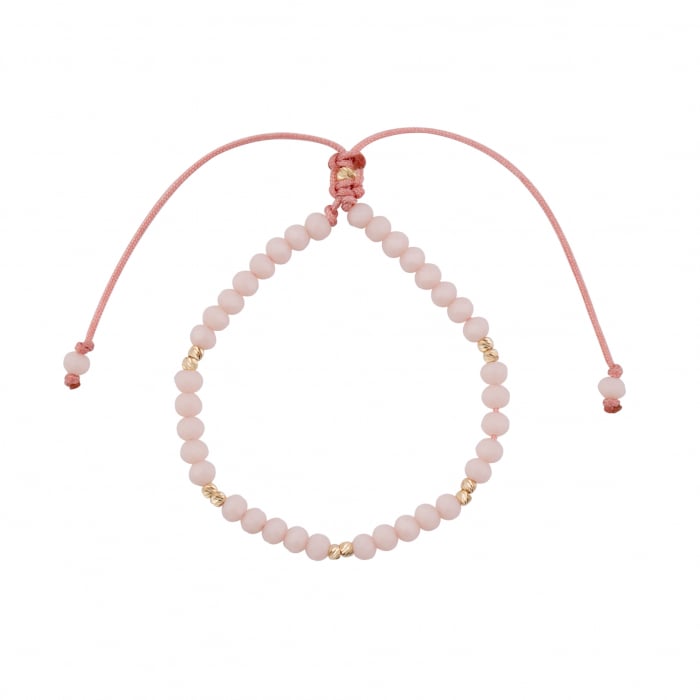 Bratara cu bile de Aur si Cristal fatetat roz, pe snur Royalstone, marime 14-16.5 cm [2]