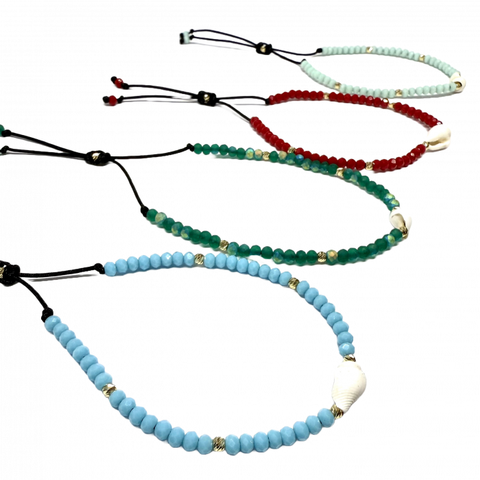Bratara cu bile de Aur si Cristal fatetat, cu scoica naturala, pe snur Royalstone, marime 16.5-19 cm [2]
