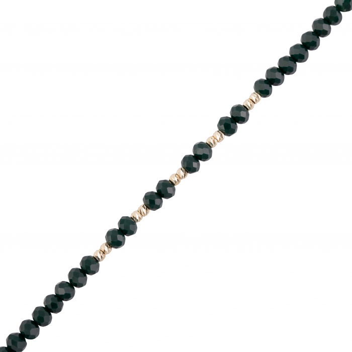 Bratara cu bile de Aur si Cristal fatetat verde inchis, perechi, pe snur Royalstone, marime 14-16.5 cm [2]