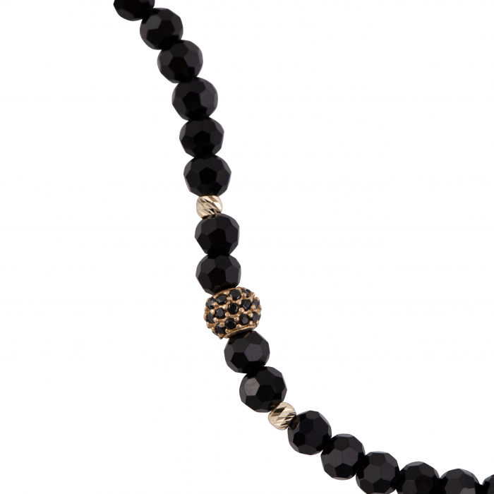 Bratara cu bile de Aur si Onix, bila pave, pe snur Royalstone, marime 14-16.5 cm [2]