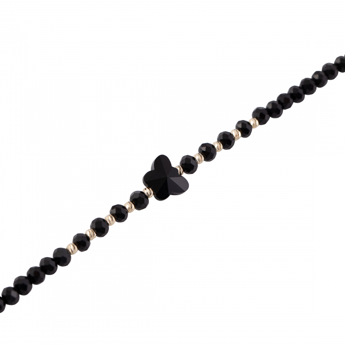 Bratara cu bile de Aur si Onix, pandantiv fluture, pe snur Royalstone, marime 14-16.5 cm [2]