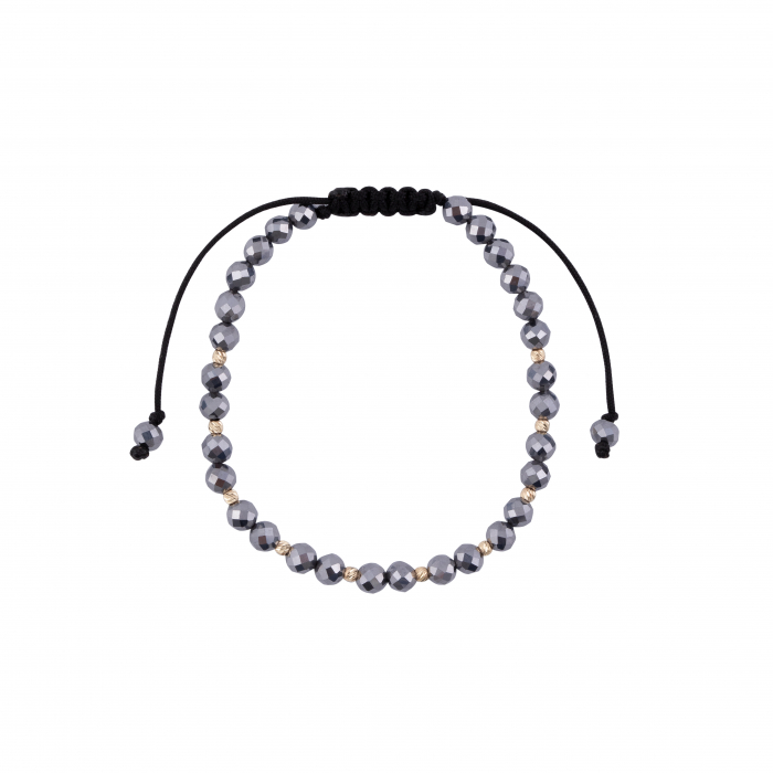 Bratara cu bile de Aur si Terahertz, pe snur Royalstone, marime 17-19 cm [2]