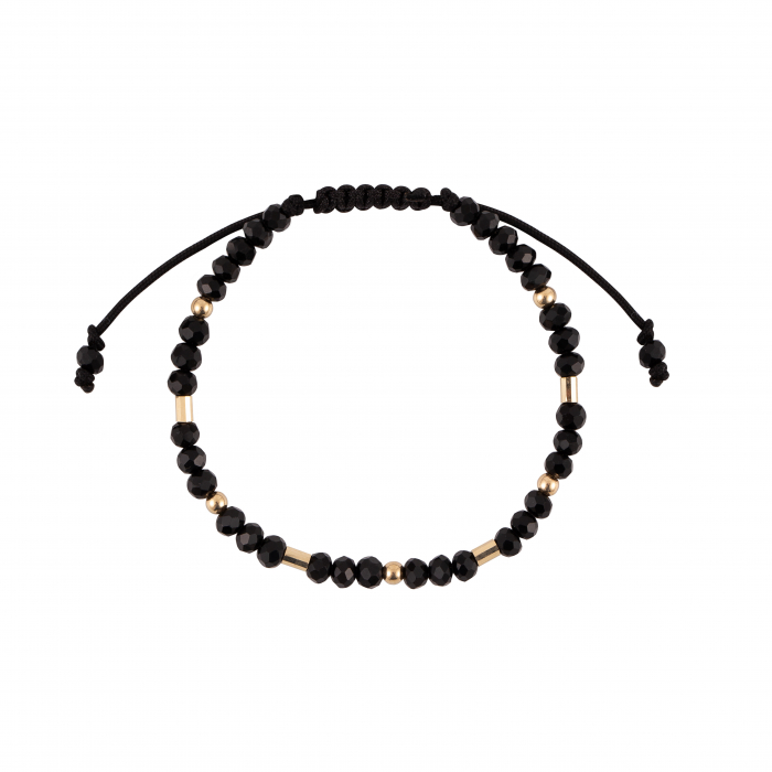 Bratara cu bile, cilindri de Aur si Cristal fatetat, pe snur Royalstone, marime 17-19 cm [2]