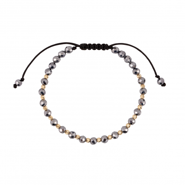 Bratara cu bile de Aur si Cristal fatetat, pe snur Royalstone, marime 17-19 cm [2]