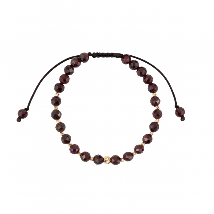 Bratara cu bile de Aur si Granat, pe snur Royalstone, marime 17-19 cm [2]