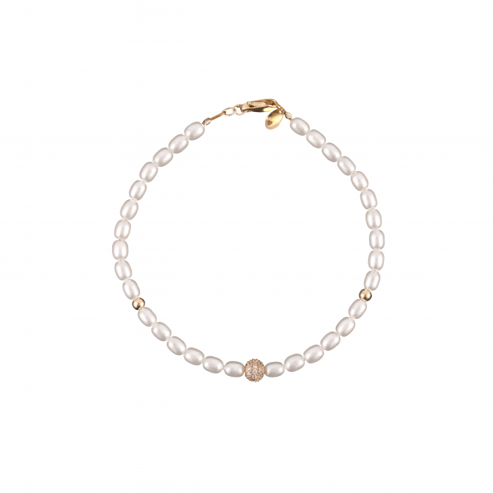Bratara cu bile de Aur si Perle de Mallorca, bila pave cu Zirconiu, cu inchizatoare Royalstone, marime 14-16.5 cm [2]