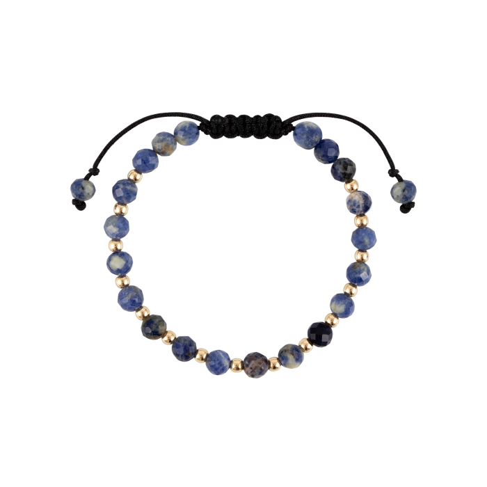 Bratara cu bile de Aur si Sodalit, pe snur Royalstone, marime 17-19 cm [2]