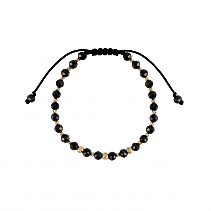 Bratara cu bile de Aur si Zirconiu alb, pe snur Royalstone, marime 17-19 cm [2]
