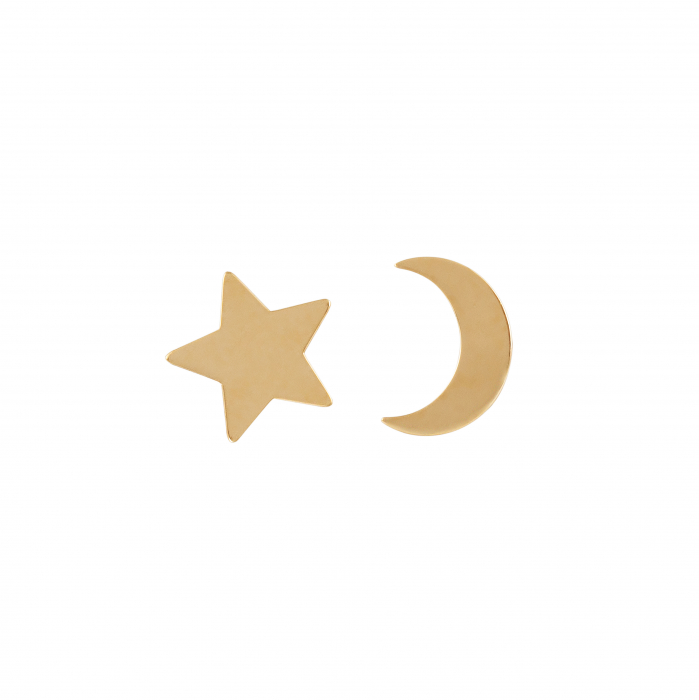 Cercei din Aur in forma de stea si luna Royalstone [2]