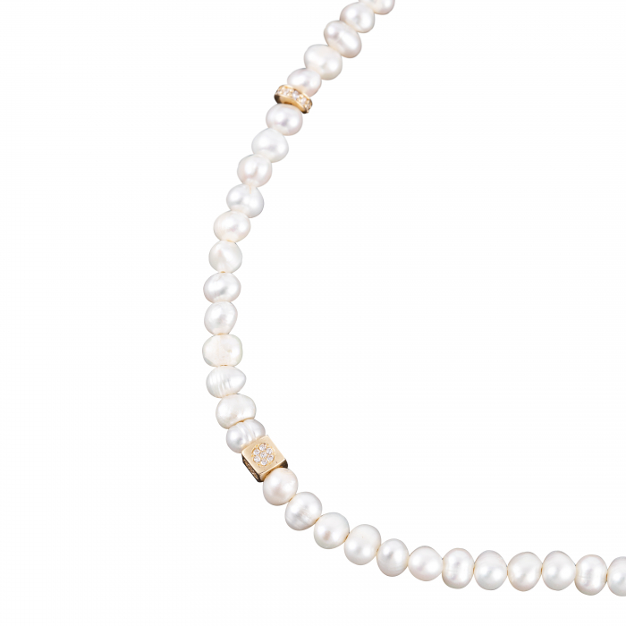 Lantisor cu Perle naturale si elemente din Aur Royalstone [2]