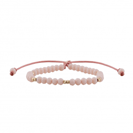 Brățări - Bratara cu bile de Aur si Cristal fatetat roz, pe snur Royalstone, marime 14-16.5 cm