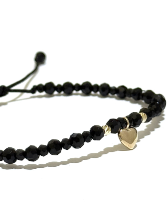 Bratara cu bile de Aur si Cristal fatetat negru, pandantiv diverse modele, pe snur Royalstone, marime 14-16.5 cm [1]