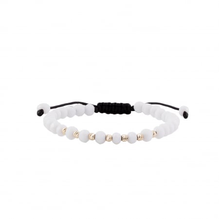 Brățări - Bratara cu bile de Aur si Cristal fatetat alb, pe snur Royalstone, marime 14-16.5 cm