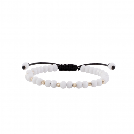 Brățări - Bratara cu bile de Aur si Cristal fatetat alb, perechi, pe snur Royalstone, marime 14-16.5 cm