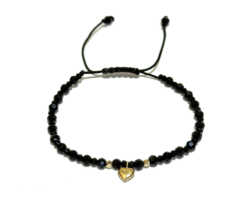 Brățări - Bratara cu bile de Aur si Cristal fatetat negru, pandantiv diverse modele, pe snur Royalstone, marime 14-16.5 cm