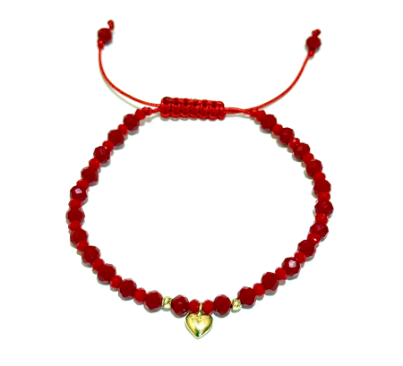 Brățări - Bratara cu bile de Aur si Cristal fatetat roșu, pandantiv diverse modele, pe snur Royalstone, marime 14-16.5 cm