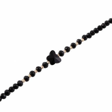 Bratara cu bile de Aur si Onix, pandantiv fluture, pe snur Royalstone, marime 14-16.5 cm [1]