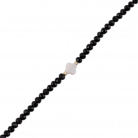 Bratara cu bile de Aur si Onix, pandantiv trifoi sidef, pe snur Royalstone, marime 14-16.5 cm [1]
