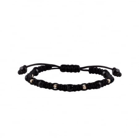 Brățări - Bratara cu bile de Aur si Onix, pe snur impletit Royalstone, marime 14-16.5 cm