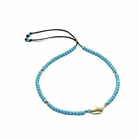 Brățări - Bratara de picior cu bile de Aur si Cristal fatetat, cu scoica naturala, pe snur Royalstone, 23-27 cm