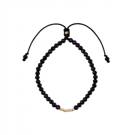 Bratara cu bile de Aur alaturate si Onix, pe snur Royalstone, marime 14-16.5 cm [1]
