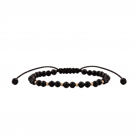 Brățări - Bratara cu bile de Aur si Onix, pe snur Royalstone, marime 14-16.5 cm