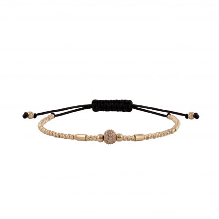 Brățări - Bratara cu bile de Aur, bila pave cu Zirconiu, pe snur Royalstone, marime 17-19 cm
